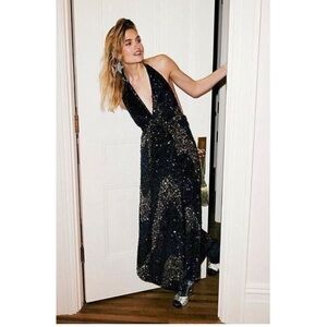 Free People Black and Silver Maxi Dress